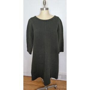 Vineyard Vines Dark Green Ribbed Knit Dress Exposed Back Zipper Stretch Size L